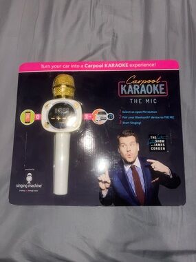 Carpool Karaoke The Mic Wireless Karaoke Microphone - White & Gold